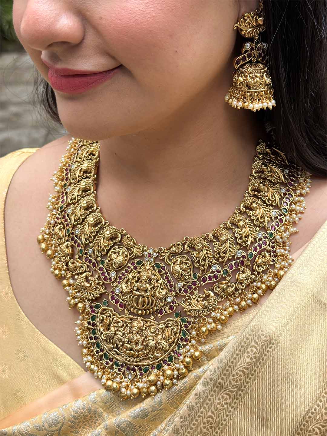 Premium Snikerdoodle Lakshmi Temple Bridal Set