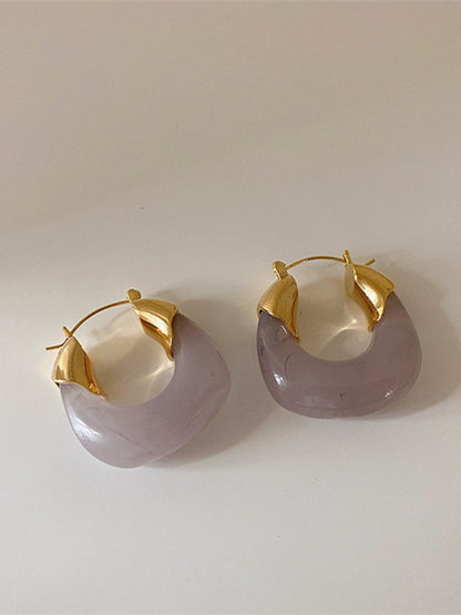Chunky Resin Statement Gold Hoop Earrings