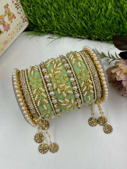 Bridal Mint Green Rajwadi Chooda