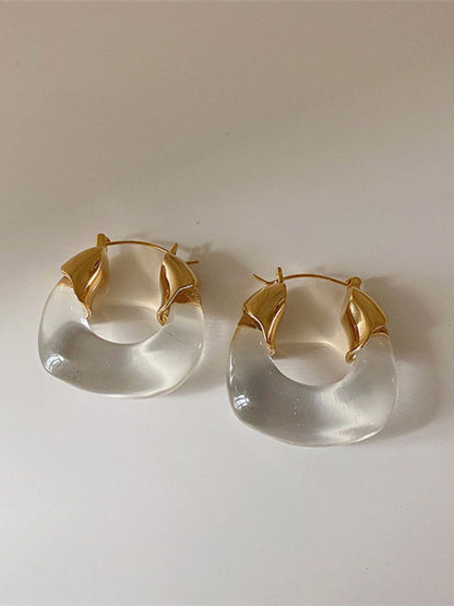 Chunky Resin Statement Gold Hoop Earrings