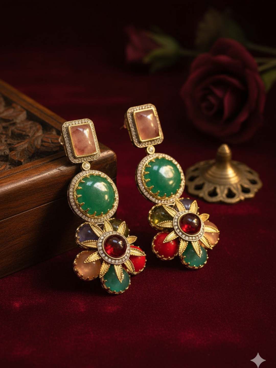 Multicolor Semiprecious Stone Earrings