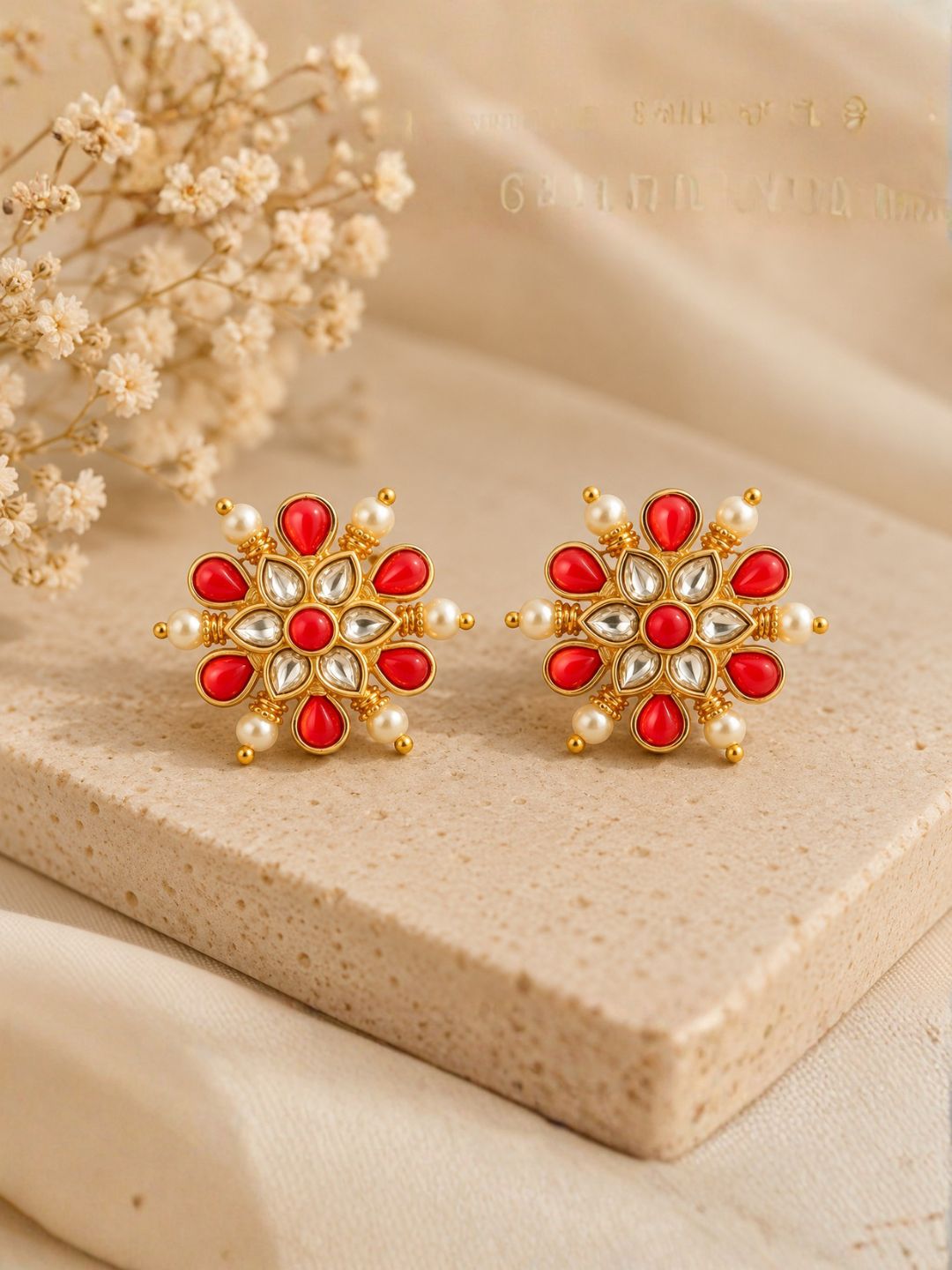 Coral Ear Studs