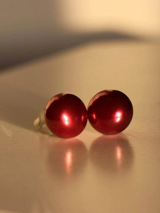 Ishhaara Pearl Statement Studs Claret