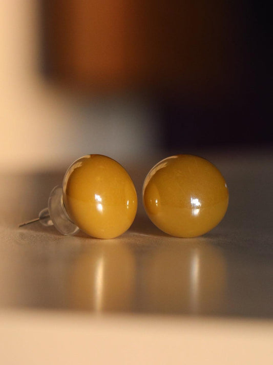 Ishhaara Pearl Statement Studs Mustard Yellow