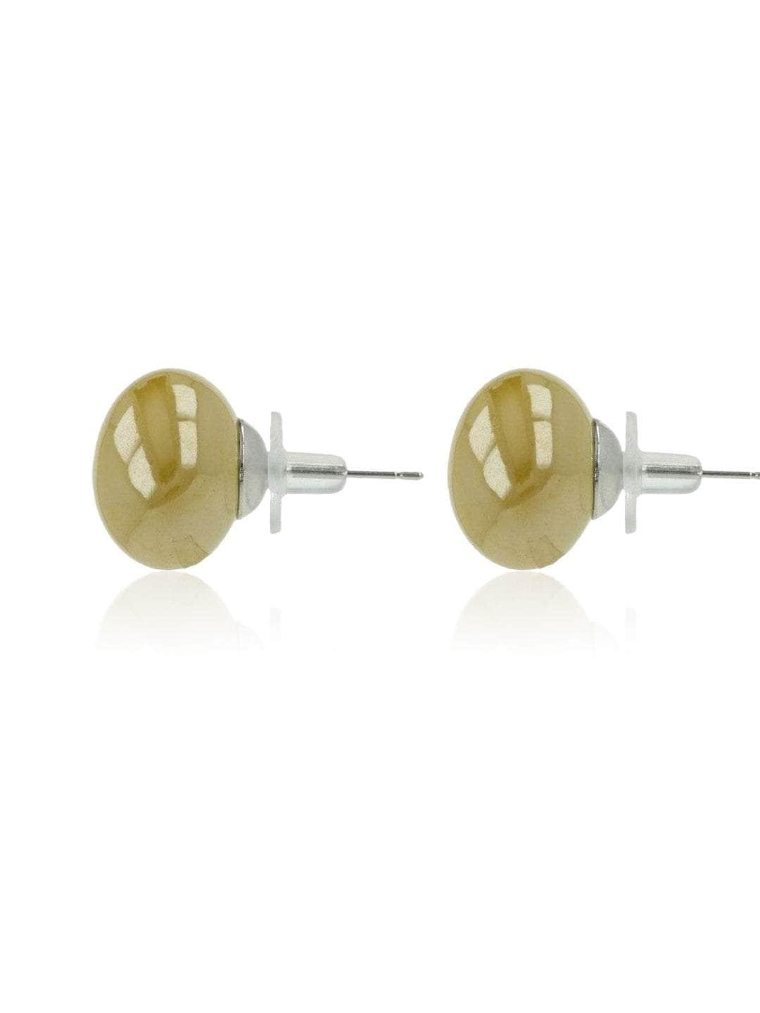 Ishhaara Pearl Statement Studs Mustard Yellow