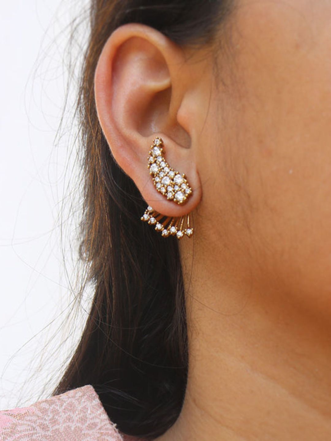 Ishhaara 3 In 1 Wings Ad Front Back Earrings