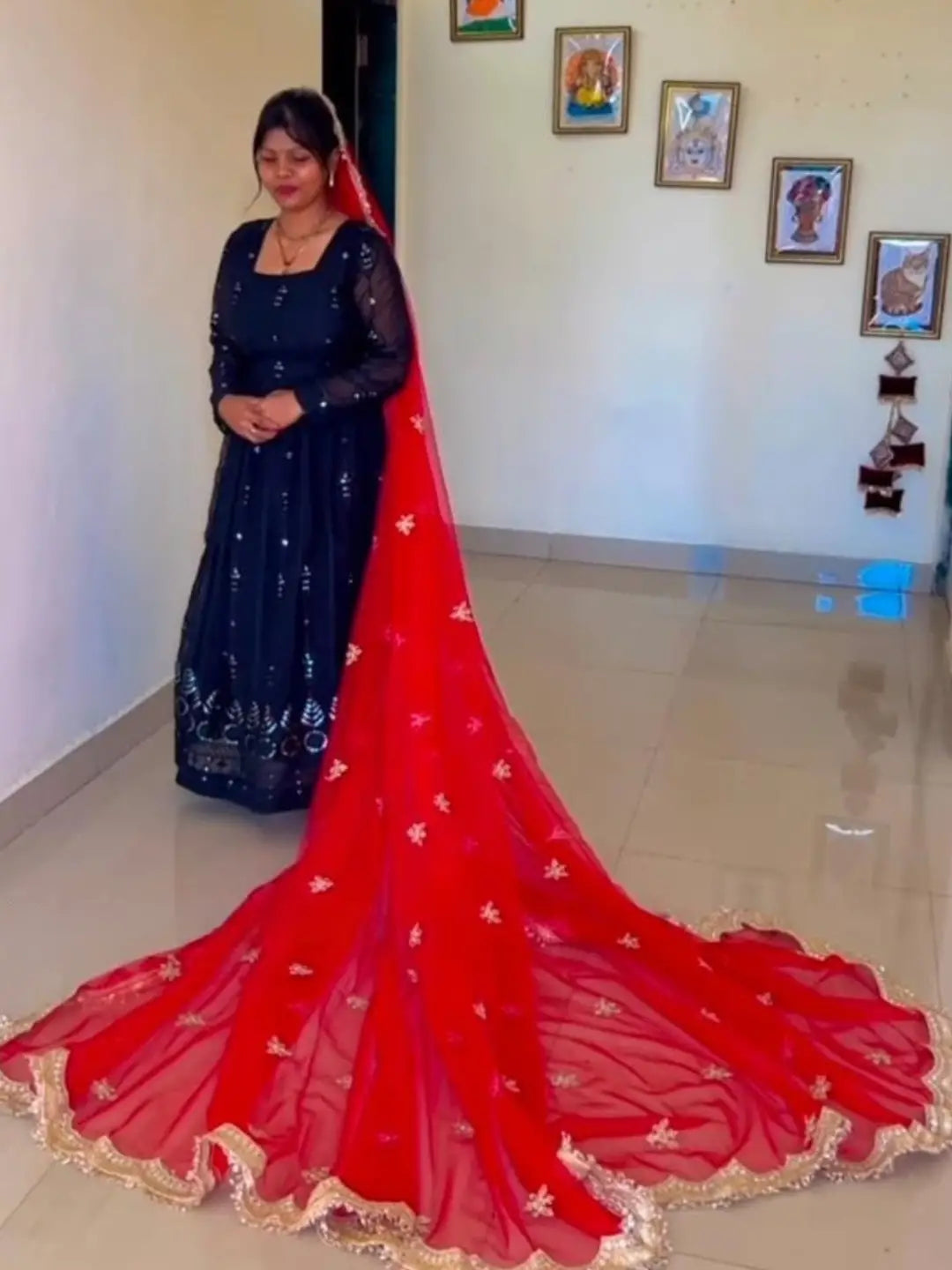 Ishhaara 4 Kali 3 Meter Long Bridal Head Dupatta