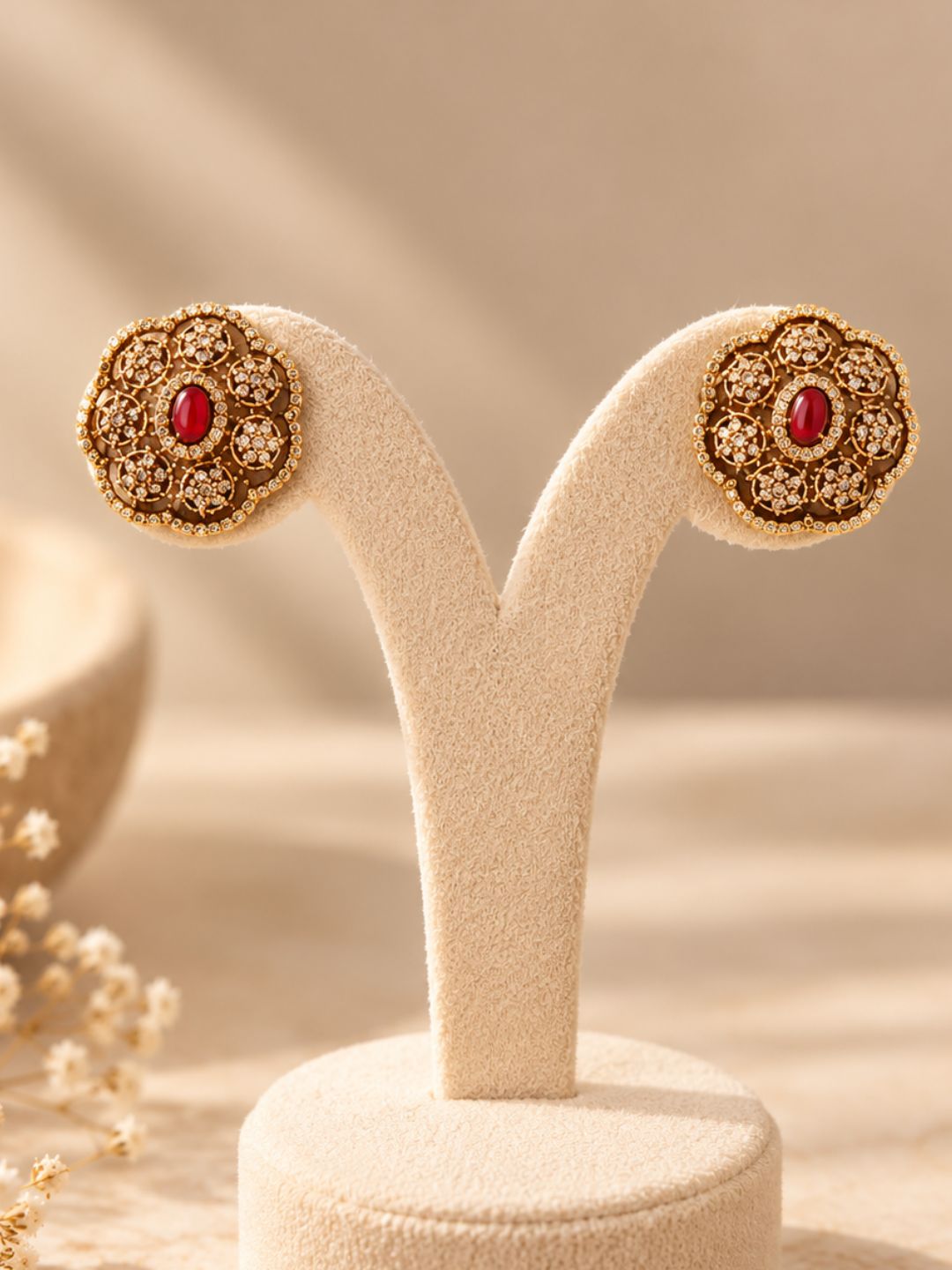 Ishhaara Ad Studded Floral Earrings