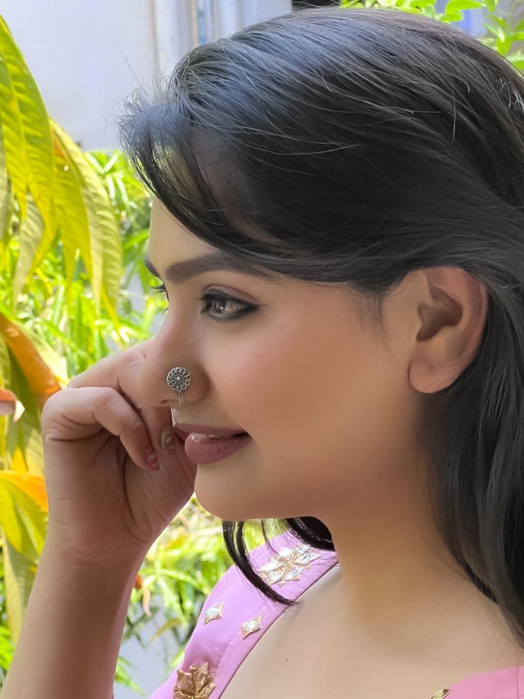 Ishhaara Antique Design Oxidised Nose Pin