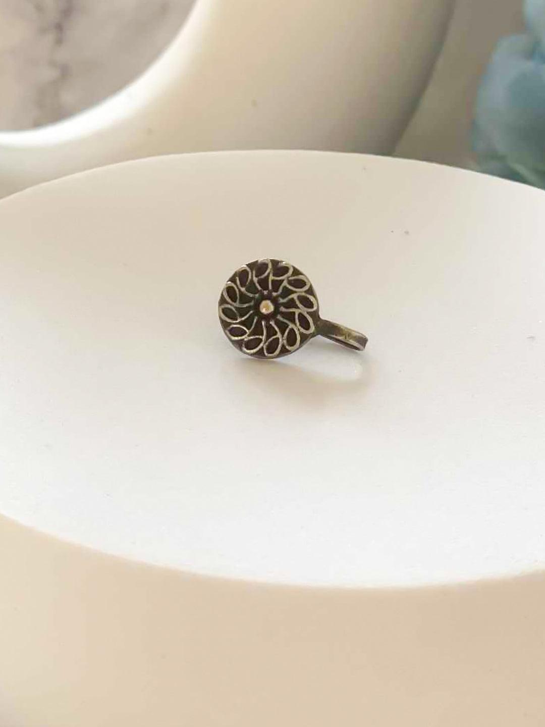 Ishhaara Antique Design Oxidised Nose Pin