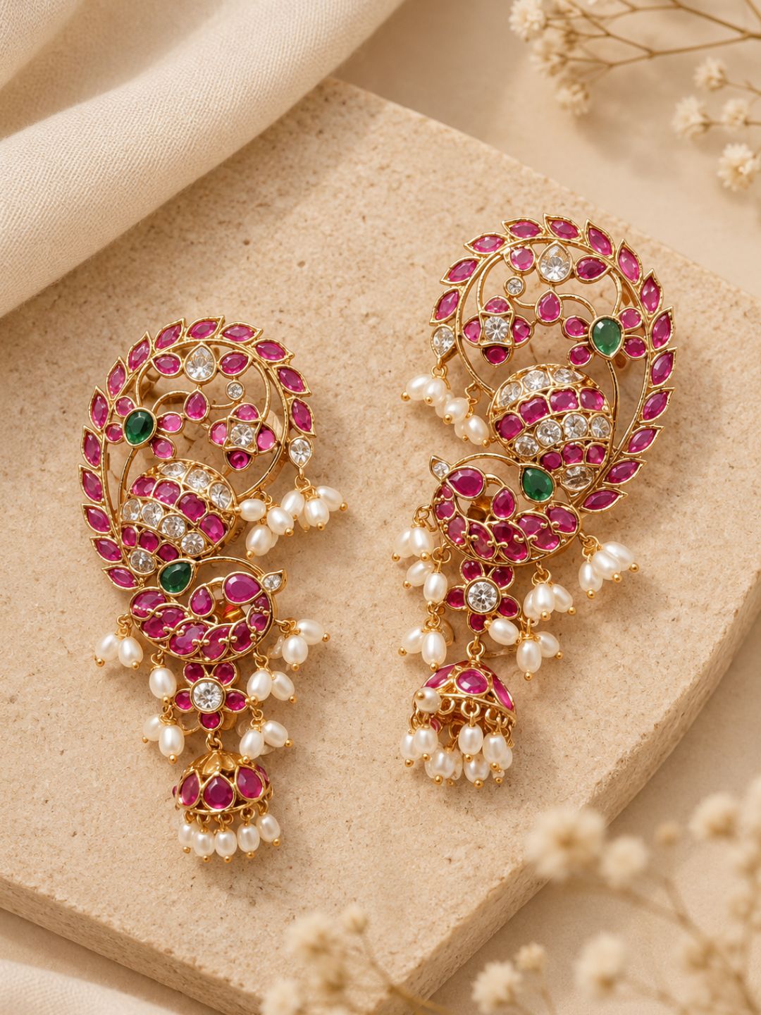 Ishhaara Antique Gold Jadau Kundan Earcuff Earrings