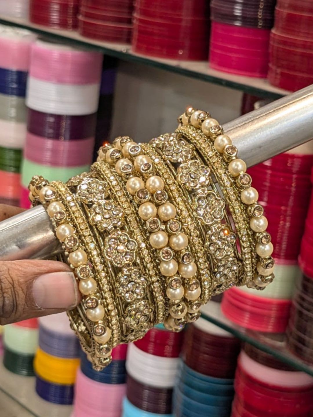 Ishhaara Antique Pearl Bangle Set