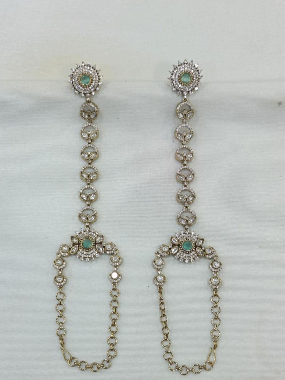 Ishhaara Aqua Stone Studded Bridal Hathphool