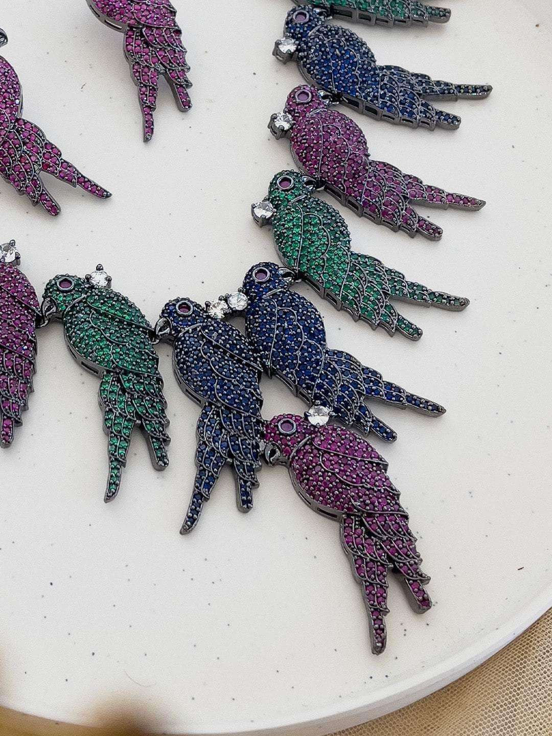 Ishhaara Beaded Doctor Bird Pin Embroidered Choker
