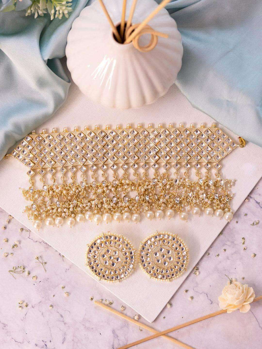 Ishhaara Bindu Madhavi In Diamond Stone Choker With Pearl Tassels