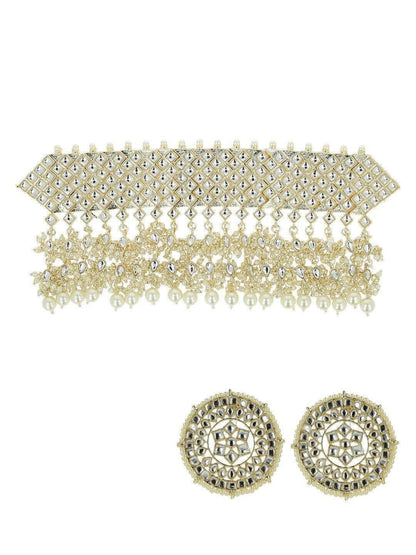 Ishhaara Bindu Madhavi In Diamond Stone Choker With Pearl Tassels