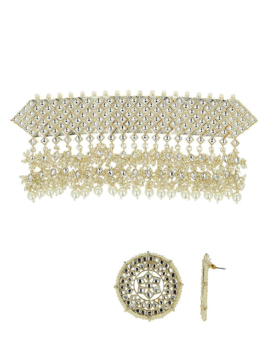 Ishhaara Bindu Madhavi In Diamond Stone Choker With Pearl Tassels