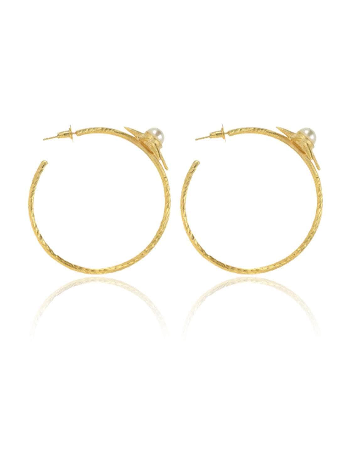 Ishhaara Bindu Madhavi In Pearl Sunflower Big Hoop Earring
