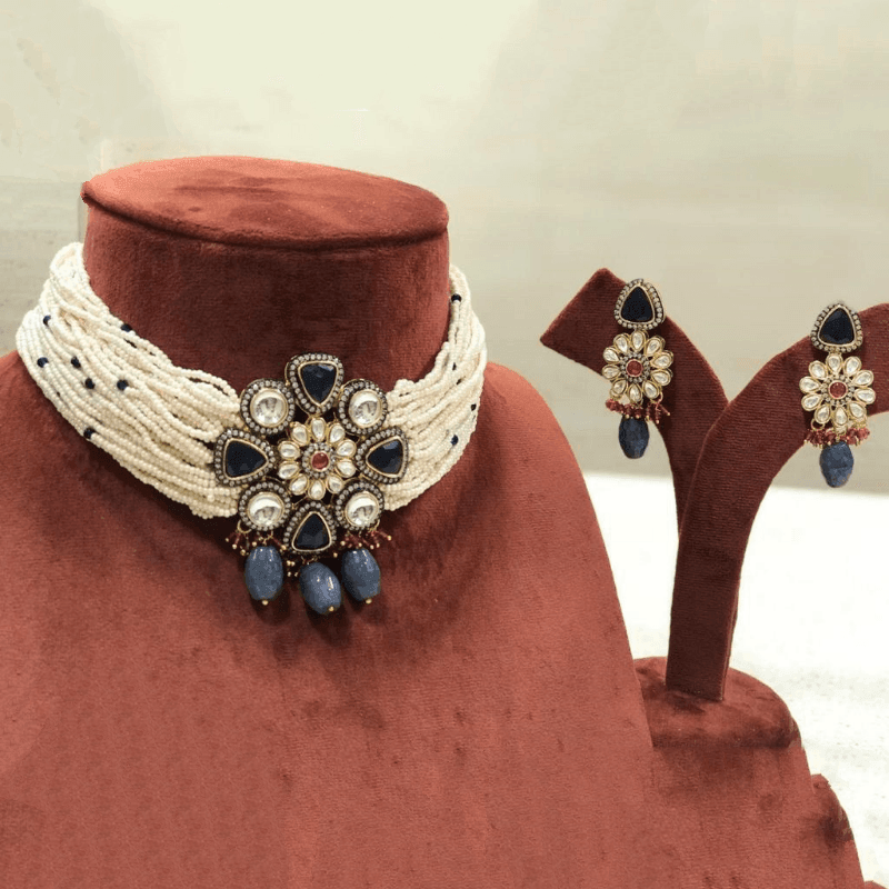 Ishhaara Multi Color Moti Pendant Choker Set