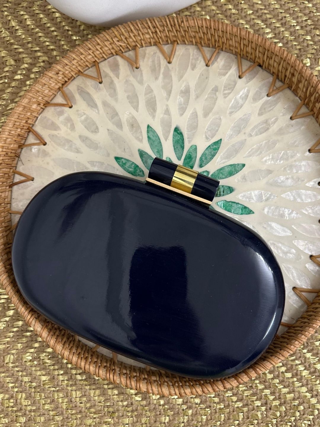 Ishhaara Blue Capsule Resin Clutch Bag
