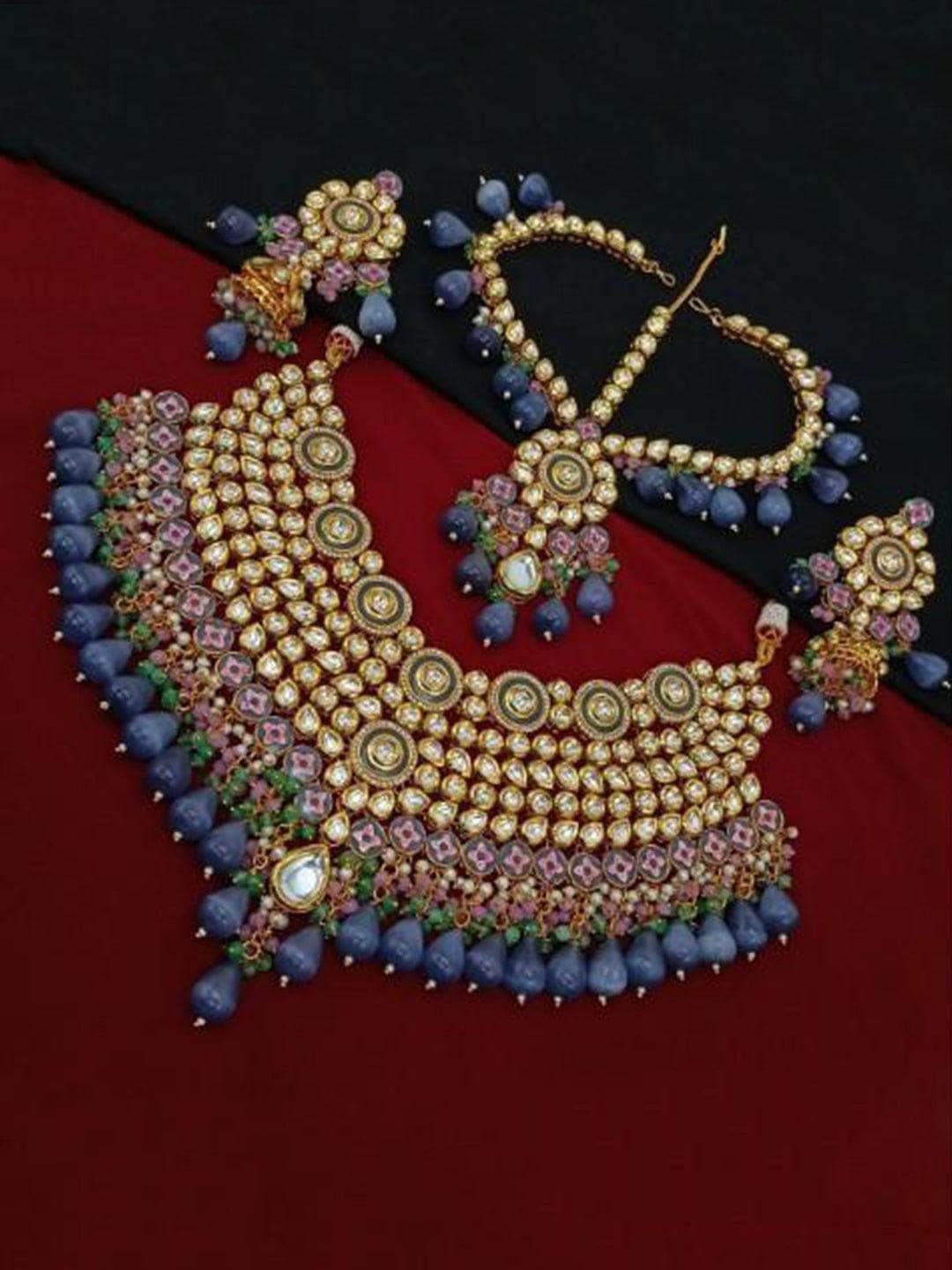 Ishhaara Meena Kundan Bridal Set With Mathapatti