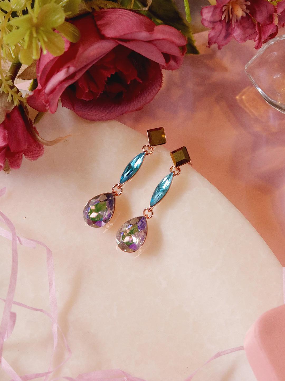 Ishhaara Shweta Tripathi Sharma In Geometric 3Tiered Drop Earrings Blue