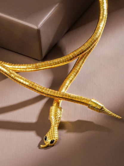 Ishhaara Bold Snake Motif Wrap Statement Necklace