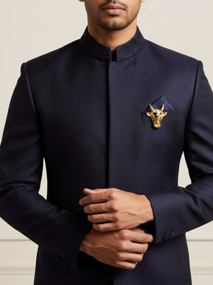 Ishhaara Brass Bull Head Enamel Brooch