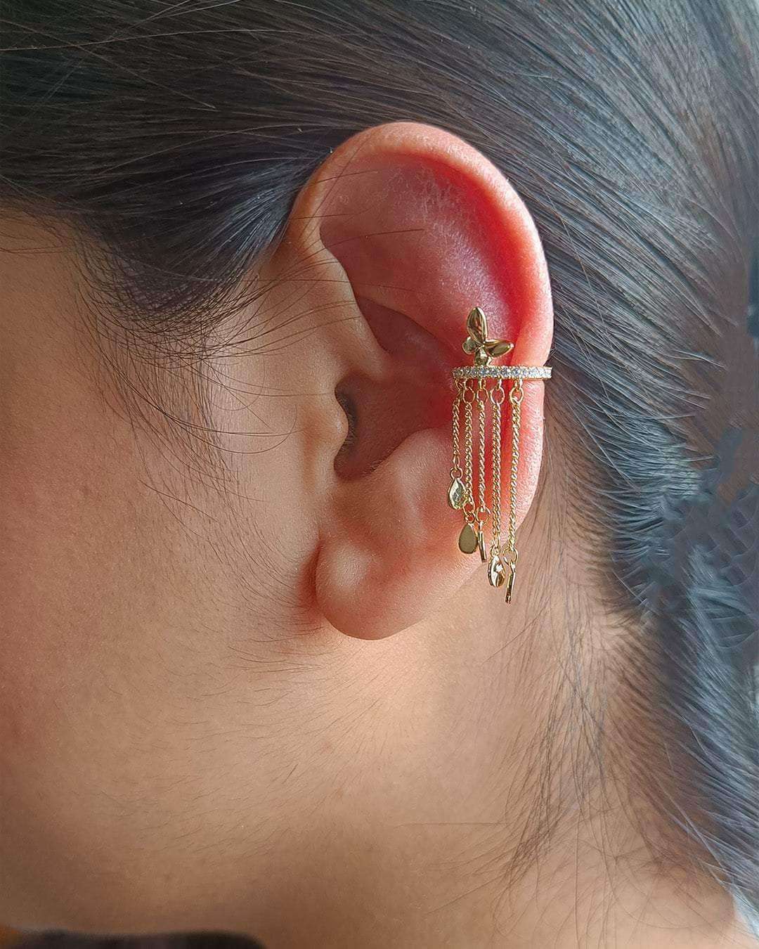 Ishhaara Butterfly Tasseled Earcuff