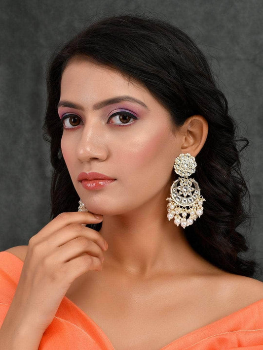 Ishhaara Chandbali Pearl White Kundan Earring