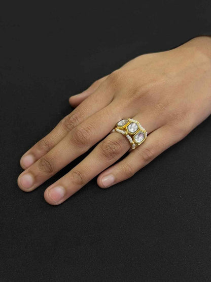 Ishhaara Classic Polki Stone Ring White