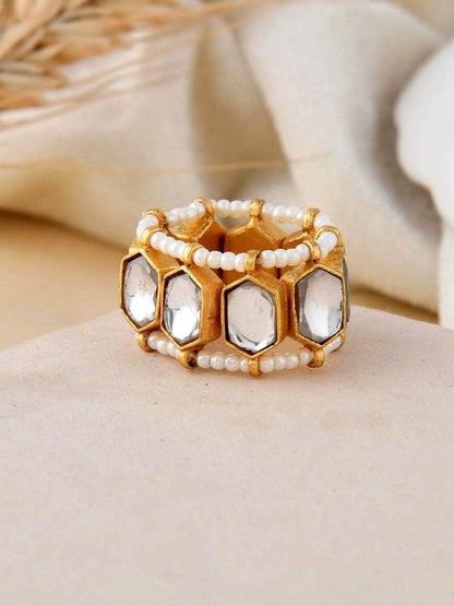 Ishhaara Classic Polki Stone Ring White