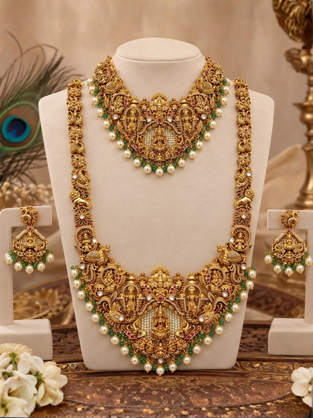 Ishhaara Combo Of Handcrafted Bridal Choker And Long Haram Necklace