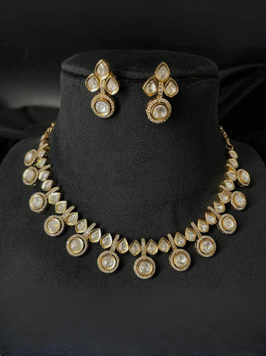 Ishhaara Contemporary Moissanaite Polki Choker Necklace