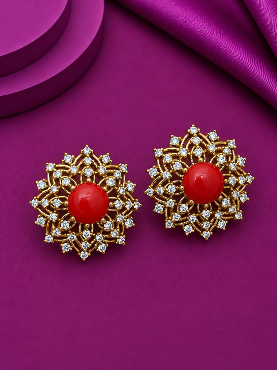 Ishhaara Coral Ear Studs