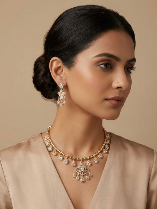 Ishhaara Crystals Teardrop Necklace