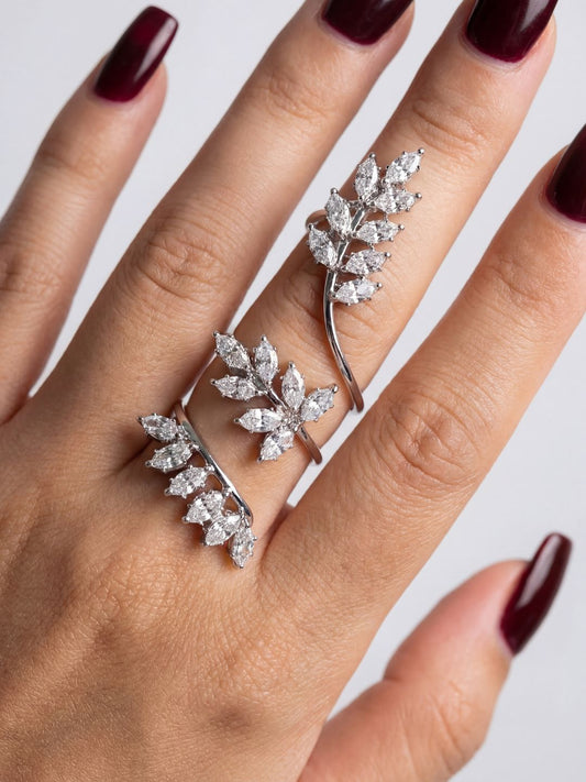 Ishhaara Cubic Zircon Leaf Shape Ring