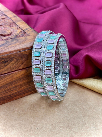 Ishhaara CZ Stone Kundan Bangle Set — handcrafted Indian jewellery - view 4