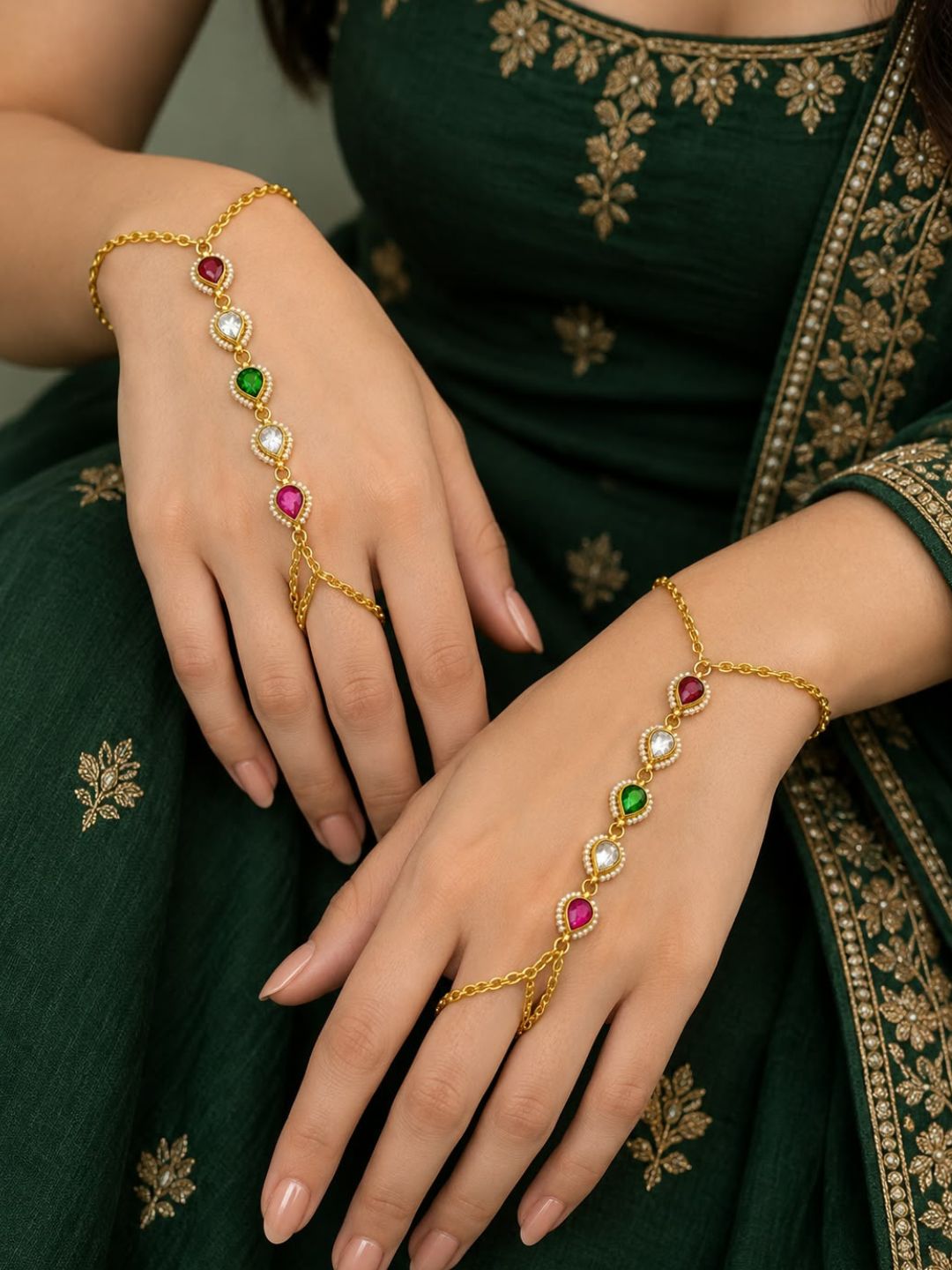 Ishhaara Dainty Multistone Studded Hathphool