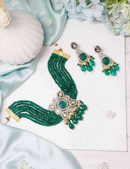 Ishhaara Semi Precious Centre Stone Choker Set