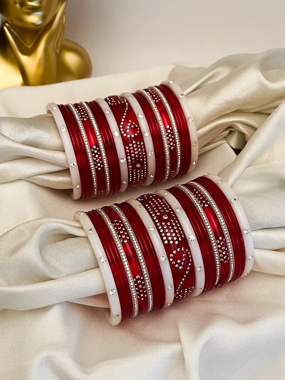 Ishhaara Designer Laminated Red And White Chooda Bangles