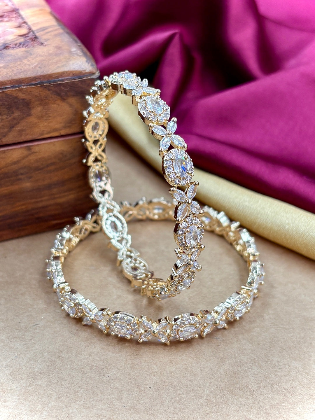 Ishhaara Diamond Studded Gold Plated Bangle — handcrafted Indian jewellery