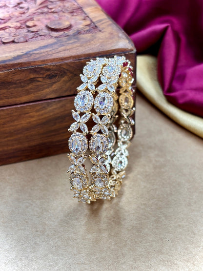 Ishhaara Diamond Studded Gold Plated Bangle — handcrafted Indian jewellery - view 2