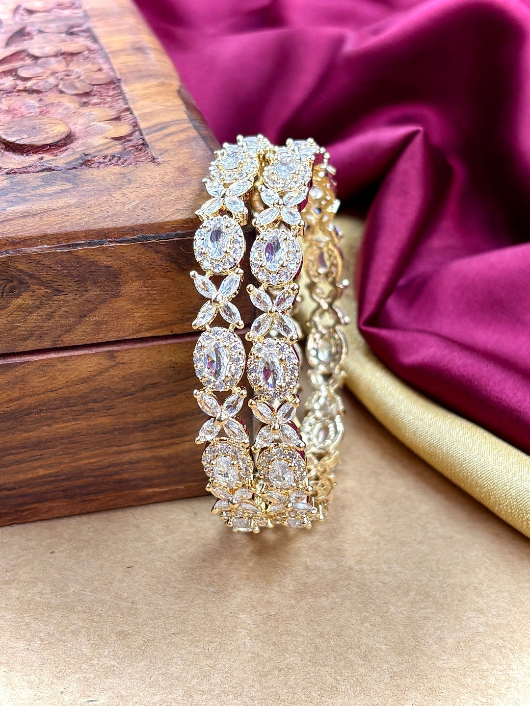 Ishhaara Diamond Studded Gold Plated Bangle — handcrafted Indian jewellery - view 4
