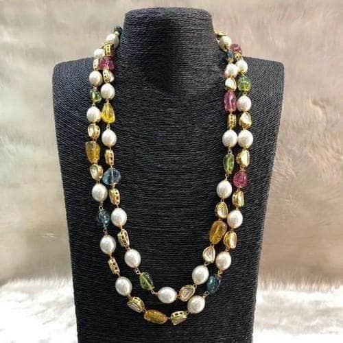 Ishhaara Double Layered Multi Stone Necklace