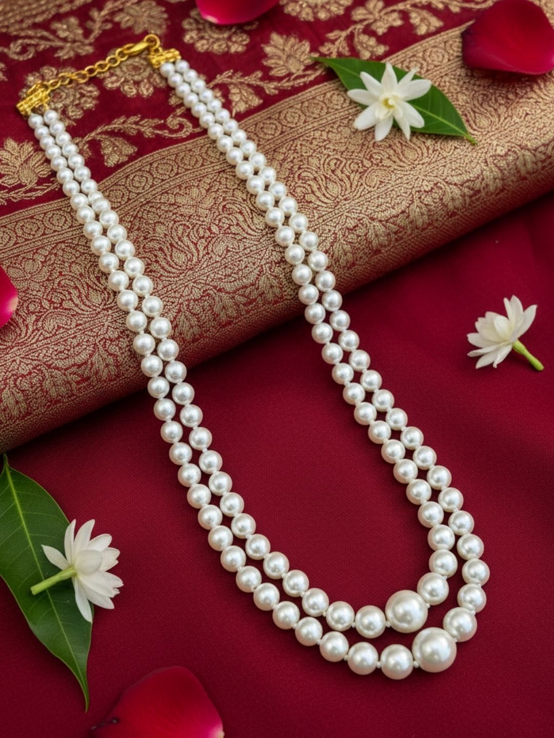 Ishhaara Dual Layered Handcrafted Pearl Beaded Necklace