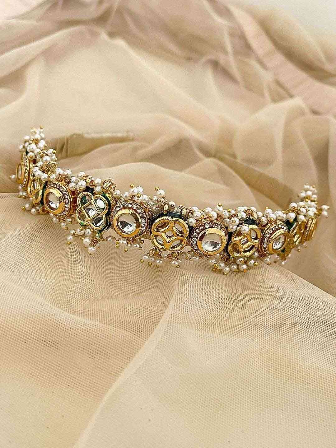 Ishhaara Embellished Pearl And Crystal Hairband