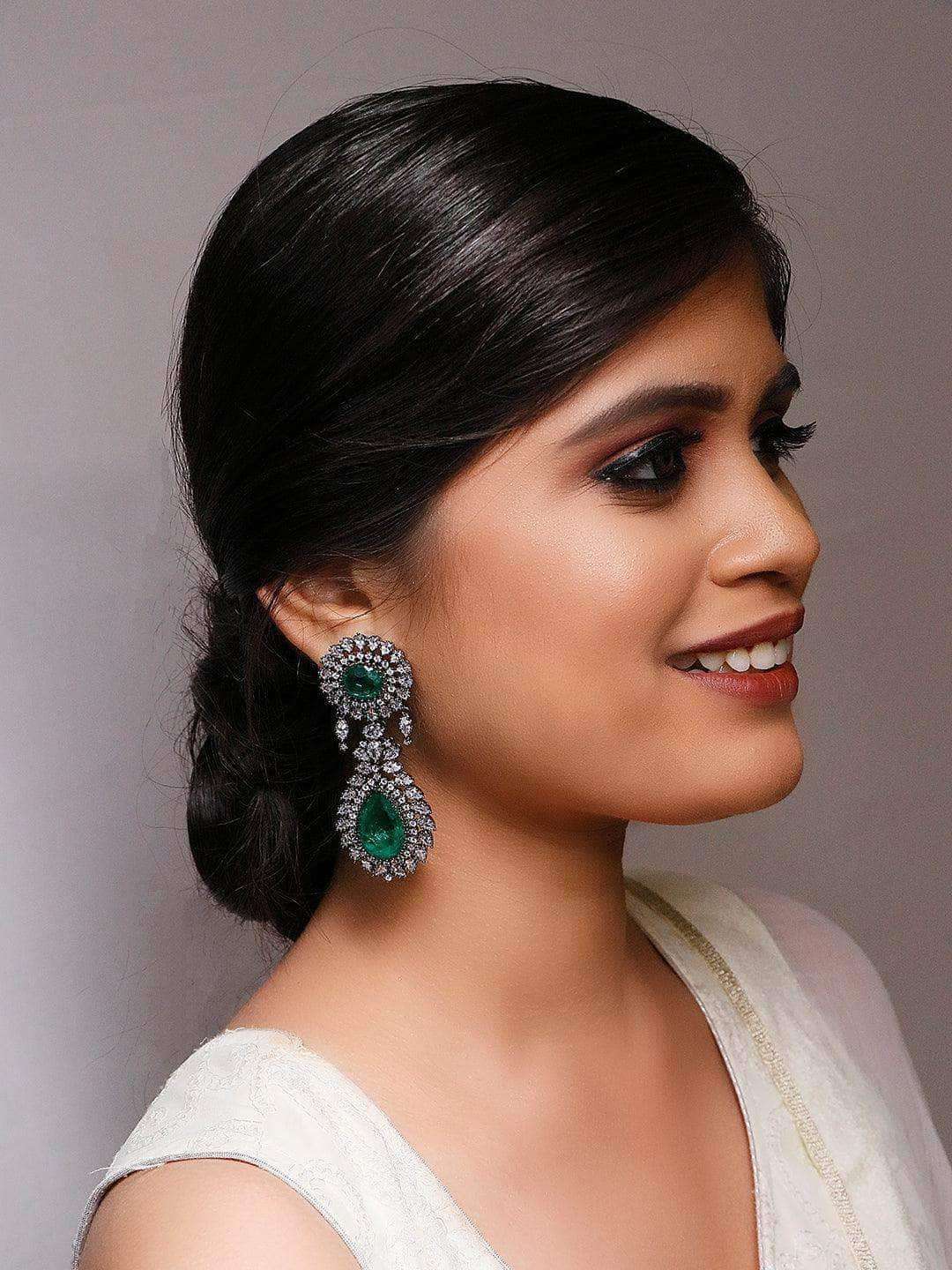 Ishhaara Emerald Statement Earring Green