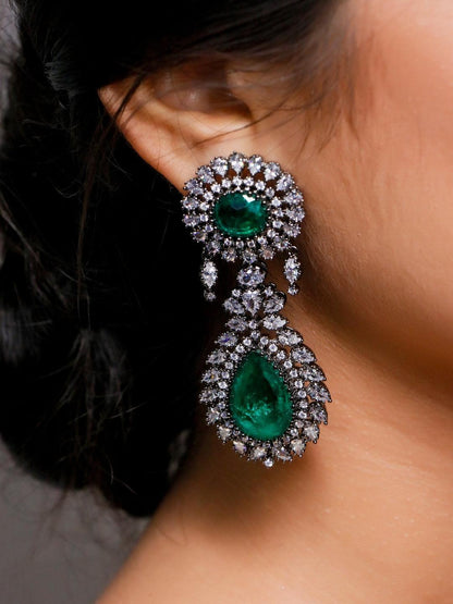 Ishhaara Emerald Statement Earring Green