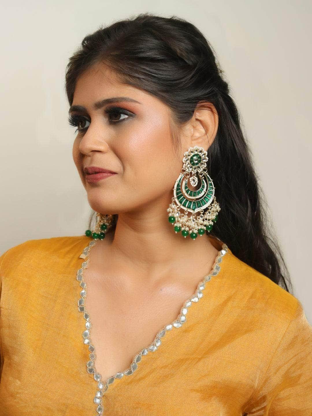 Ishhaara Emerald Studded Kundan Chandbali